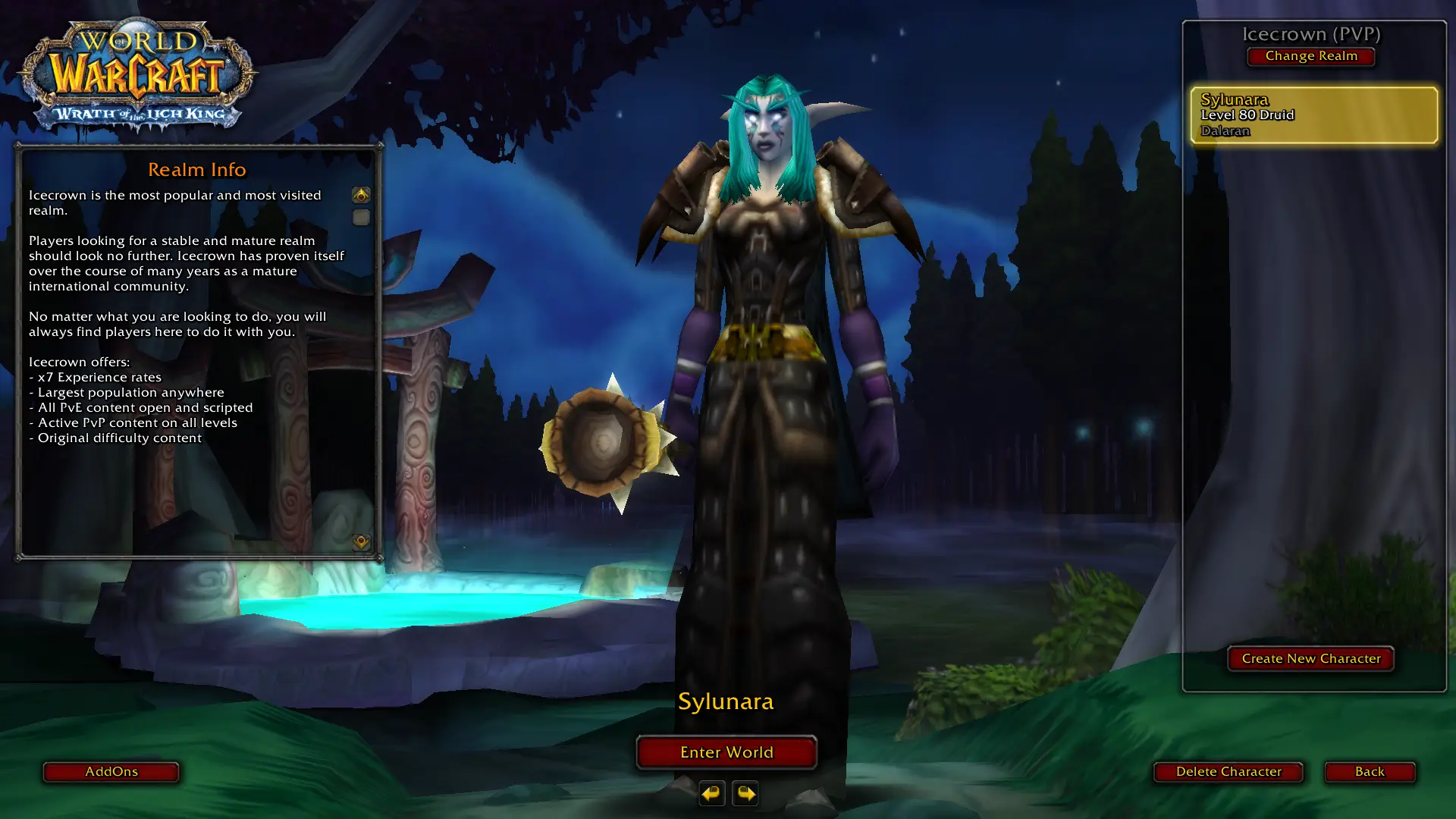 Sylunara خرید هیرو لول 80 دروید در ریلم آیسکرون وارمین | Hero Level 80 Druid in Icecrown Warmane Realm | خرید هیرو Alliance لول 80 وارمین Warmane Icecrown 3.3.5 | کاراکتر آماده بدون اتلاف وقت – تحویل سریع | وارکرفت | وارکرافت - تصویر 1