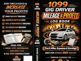 خرید و دانلود نسخه کامل کتاب 1099 Gig Driver Mileage & Profit Log Book: Tax Record, Expense Tracker & Weekly Income Planner for Independent Contractors