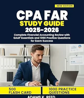 خرید و دانلود نسخه کامل کتاب CPA FAR STUDY GUIDE 2025-2026: Complete Financial Accounting Review with GAAP Essentials and 1000 Practice Questions for Exam Success